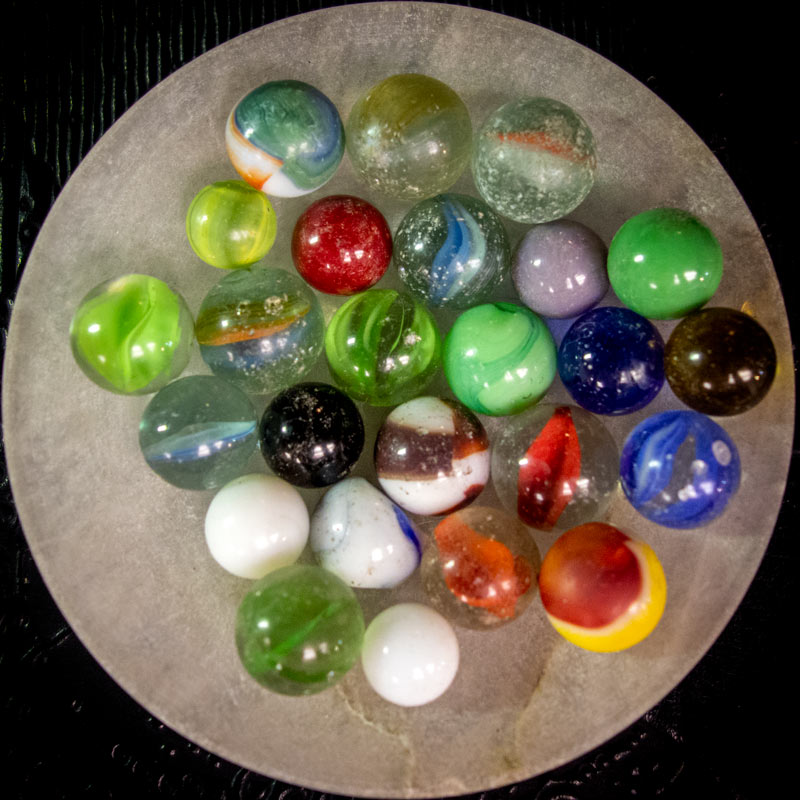 bird's eye view of marbles
